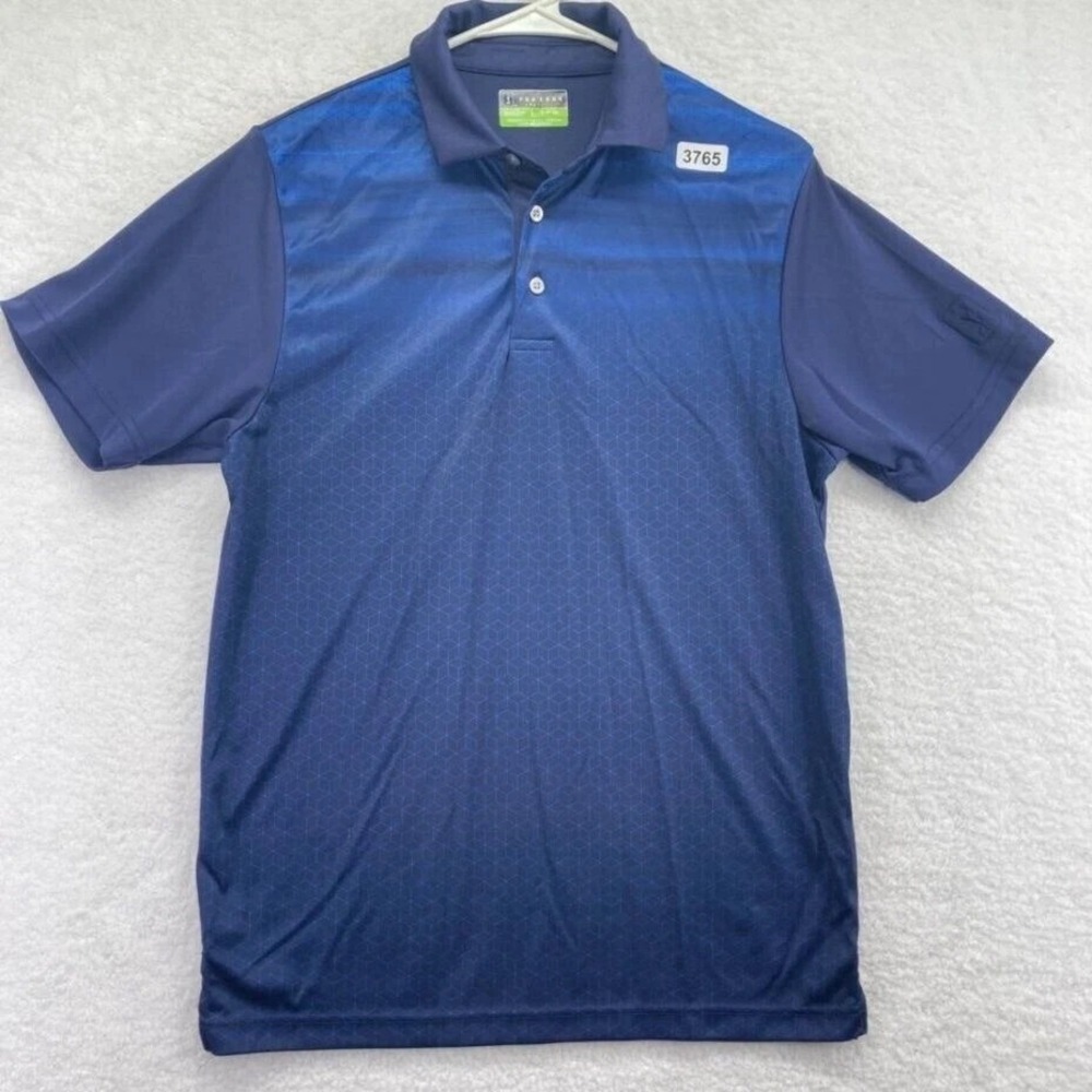 PGA Tour Pro Series Men's Small S Blue Geometric Athletic Fit Golf‎ Polo Shirt